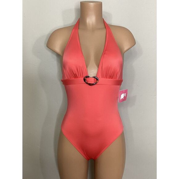 New. Kate Spade Heart-Buckle Halter One-Piece. Normally $139 - Picture 4 of 15